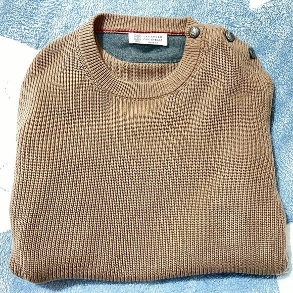$1495 Authentic BRUNELLO CUCINELLI Made in ITALY Men's Brown Sweater Sz.54 EU - Picture 7 of 12
